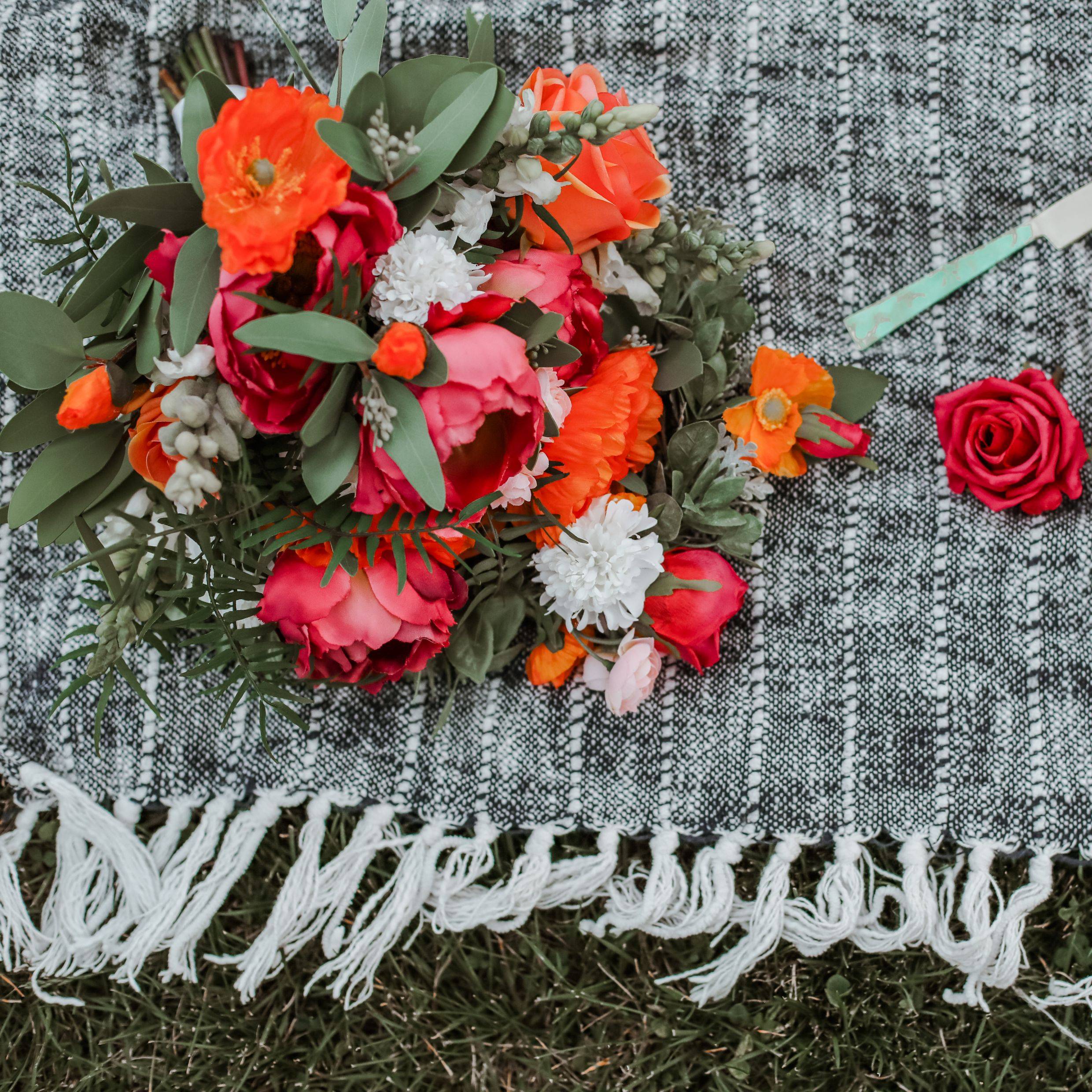 Magenta and orange wedding bouquet, very colorful and perfect for your Colorado summer wedding 