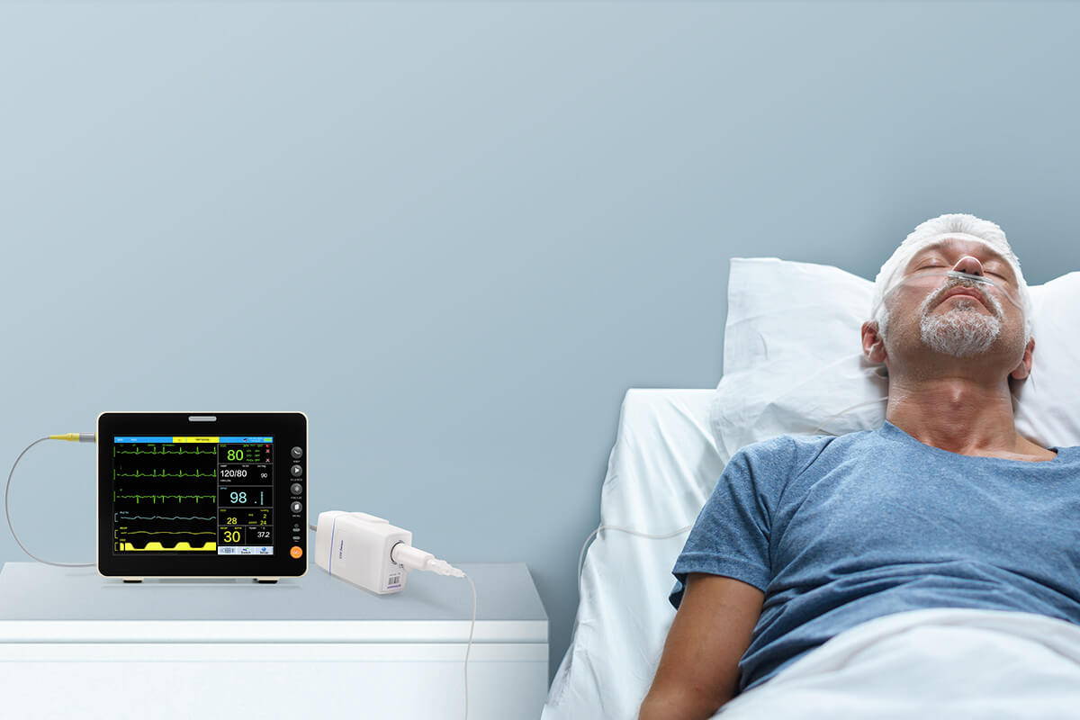 جهاز مراقبة المريض بشاشة لمس محمولة مقاس 8 بوصات مع مراقبة etco2