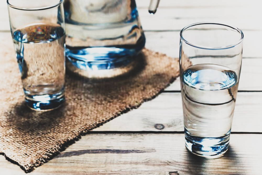 Drinking water in glass