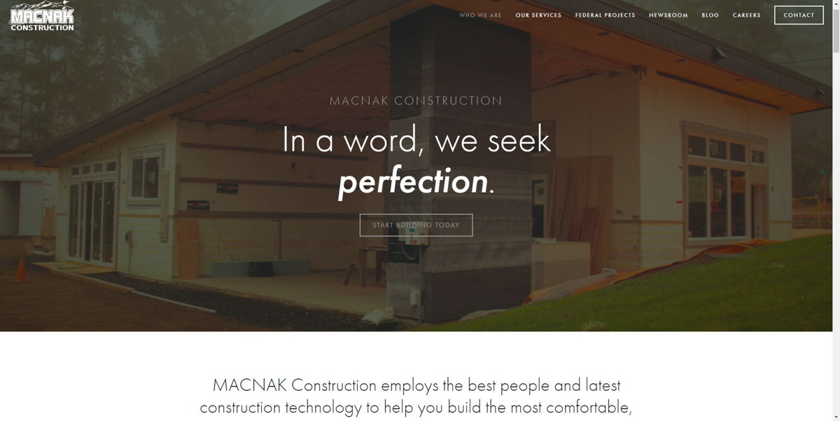 Screenshot of MACNAK CONSTRUCTION, from the contractor websites collection.