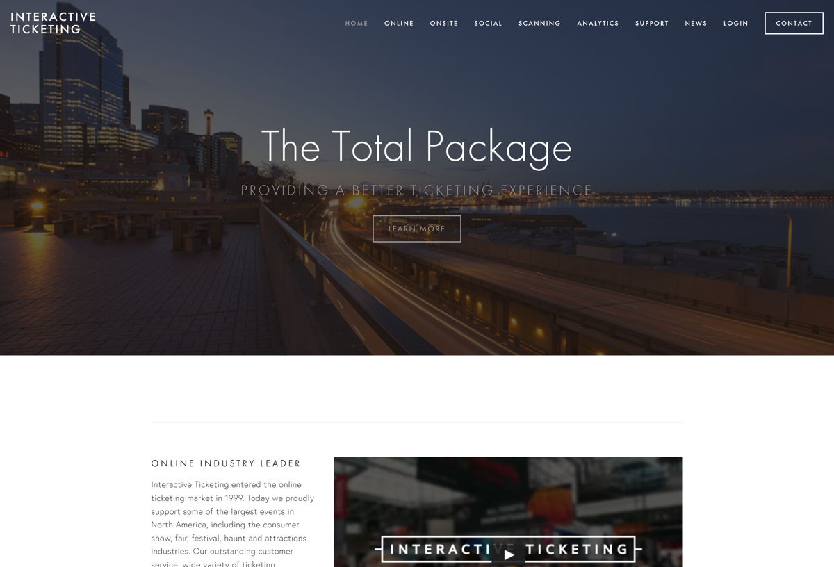 Screenshot of Interactive Ticketing, from the squarespace websites  collection.
