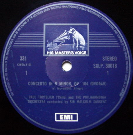 EMI HMV STAMP-DOG / TORTELIER-SARGENT, - Dvorak Cello C...