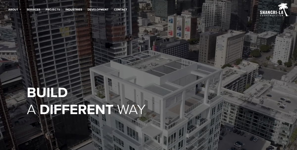Screenshot of Shangri-LA Construction, from the contractor websites collection.