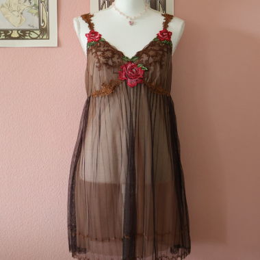 Venus Brown Slip Dress (Vintage - L)