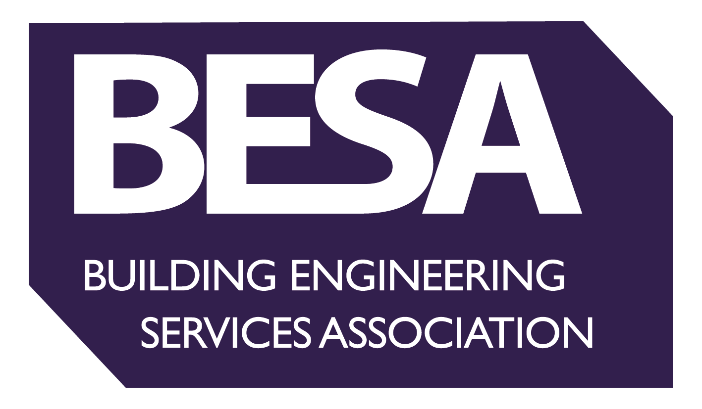 Logo of the Building Engineering Services Association (BESA) with white text on a purple background. The acronym BESA is prominently featured above the full name of the organization.