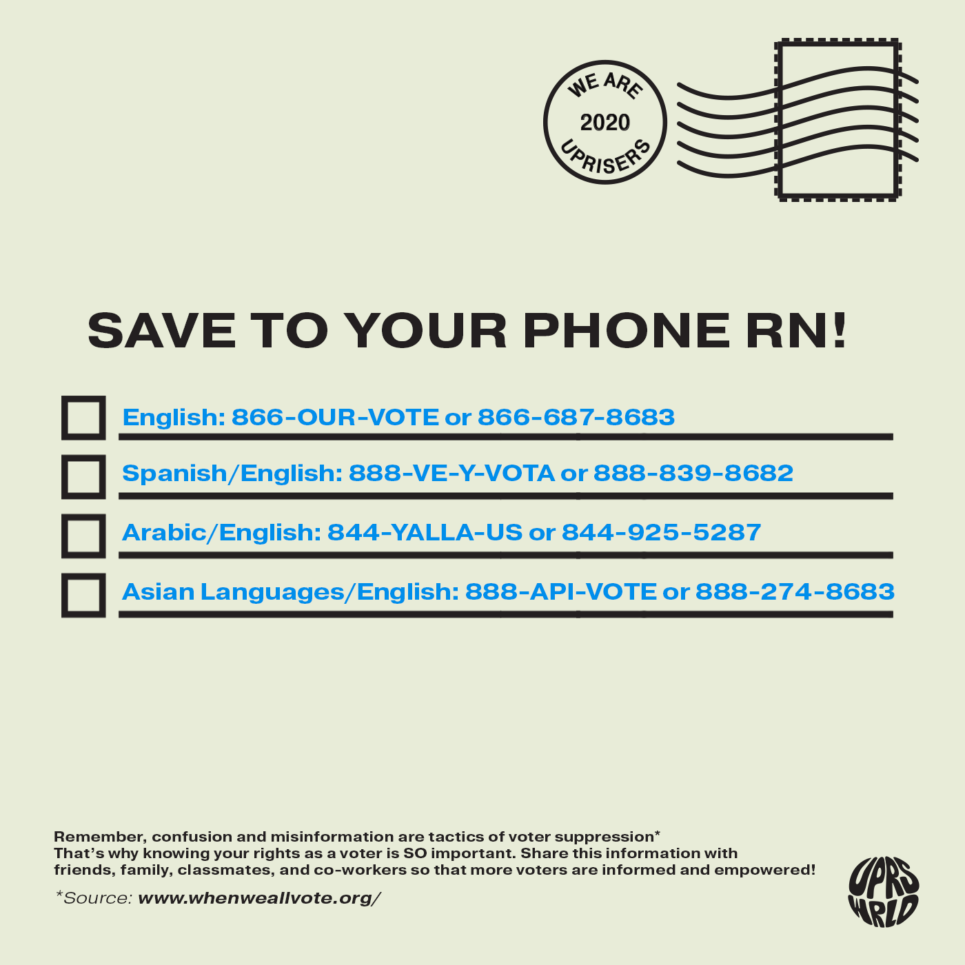 know your voting rights on election day 2020 uprisers
