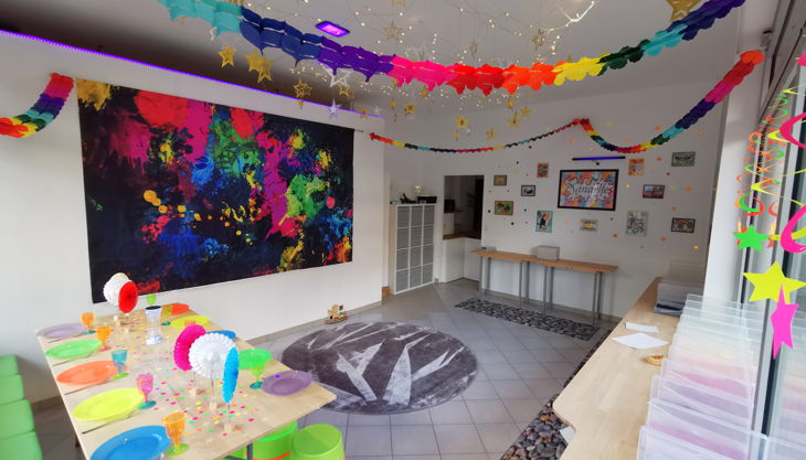 sandelfe sandbilder kindergeburtstag neon basteln party