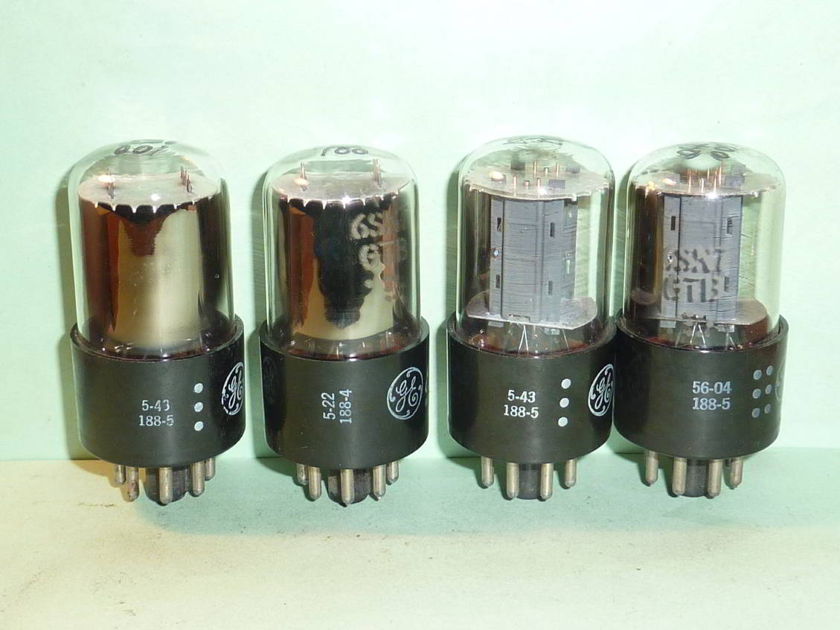 GE 6SN7GTB 6SN7 ECC33 Tubes, Matched Quad, NOS Testing, 1950's