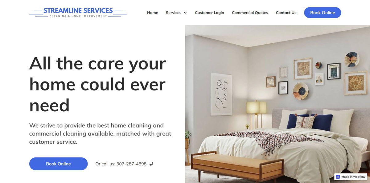 Screenshot of Streamline Services, from the blue websites collection.