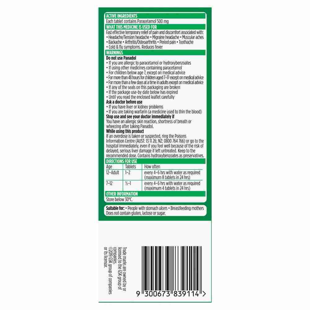Panadol With Optizorb For Pain Relief, Paracetamol - 500Mg 50 Tablets - Image 3
