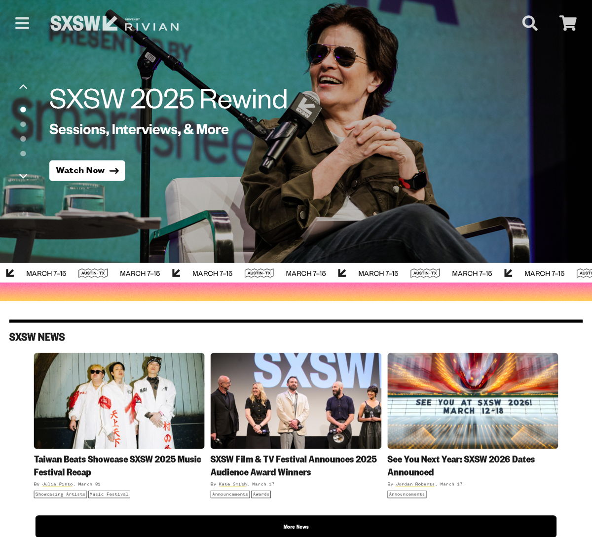 Screenshot of SXSW, from the conference websites collection.
