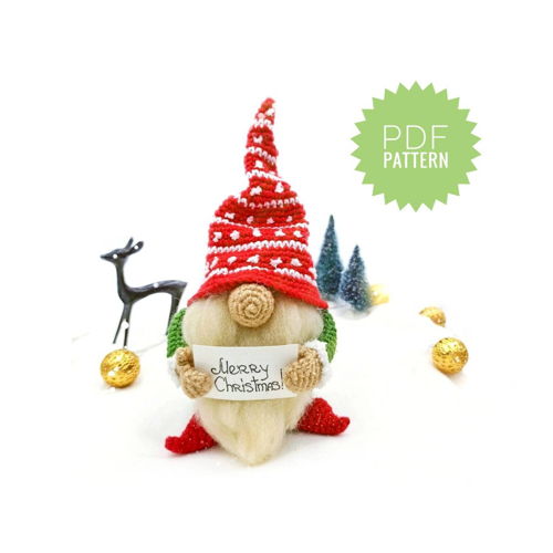 CHRISTMAS GNOME Crochet pattern PDF - Holiday Gnome Winter Gnome Xmas Crochet Pattern Scandinavian Gnome Amigurumi Pattern Christmas Crochet