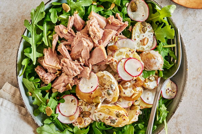 Warm Baby Potato Salad with Radishes and Tuna