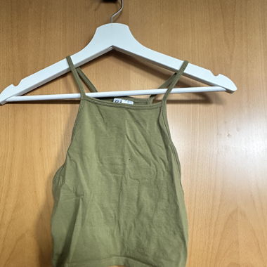 khaki crop top