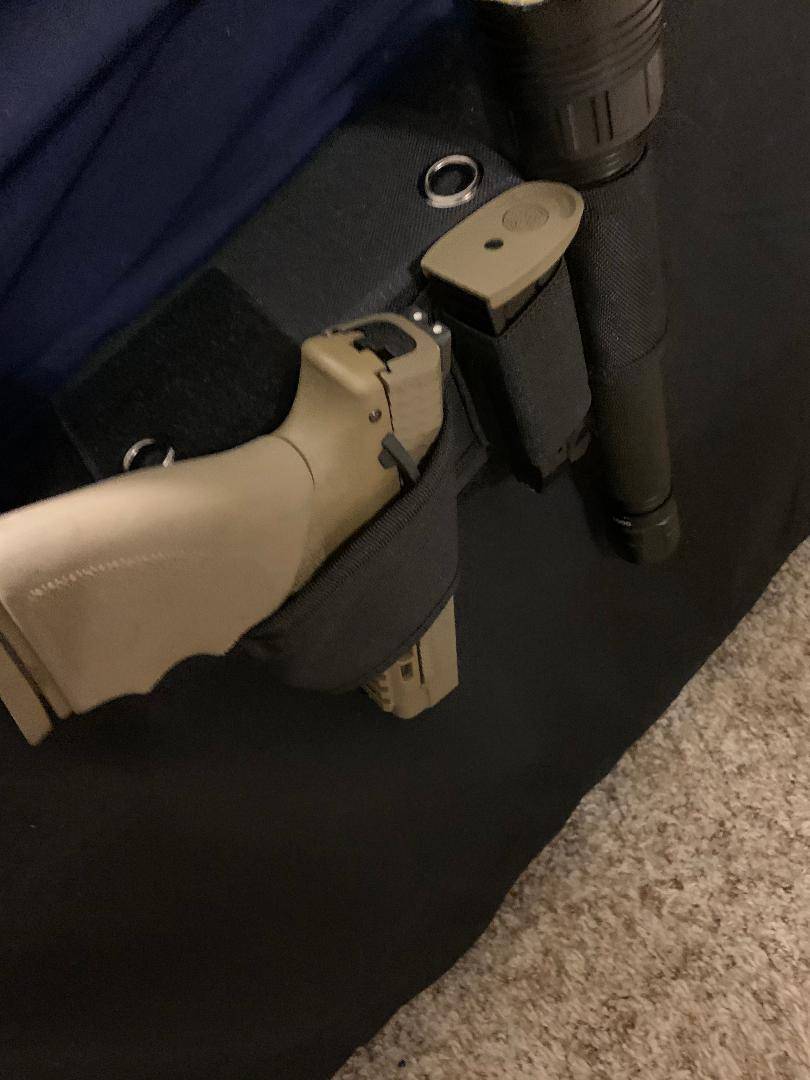 under bed gun holster, mattress gun holster, bed frame gun holster