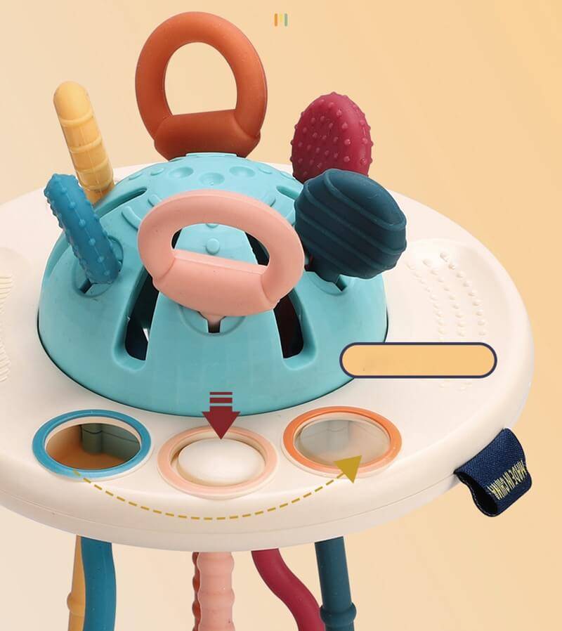 Close up of the Montessori Silicone Pulling toy.