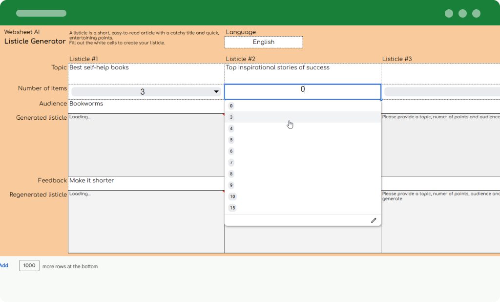 Choosing a number of points