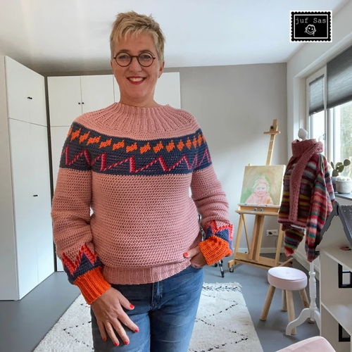Solveig sweater and Signe sweater crochet patterns by teacher Sas
