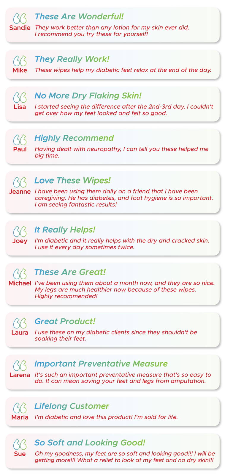 Amazing feedback from happy customers using Diabetes Support Wipes.