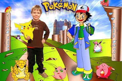 Скачать PSD исходник Фотошоп для монтажа - покемоны