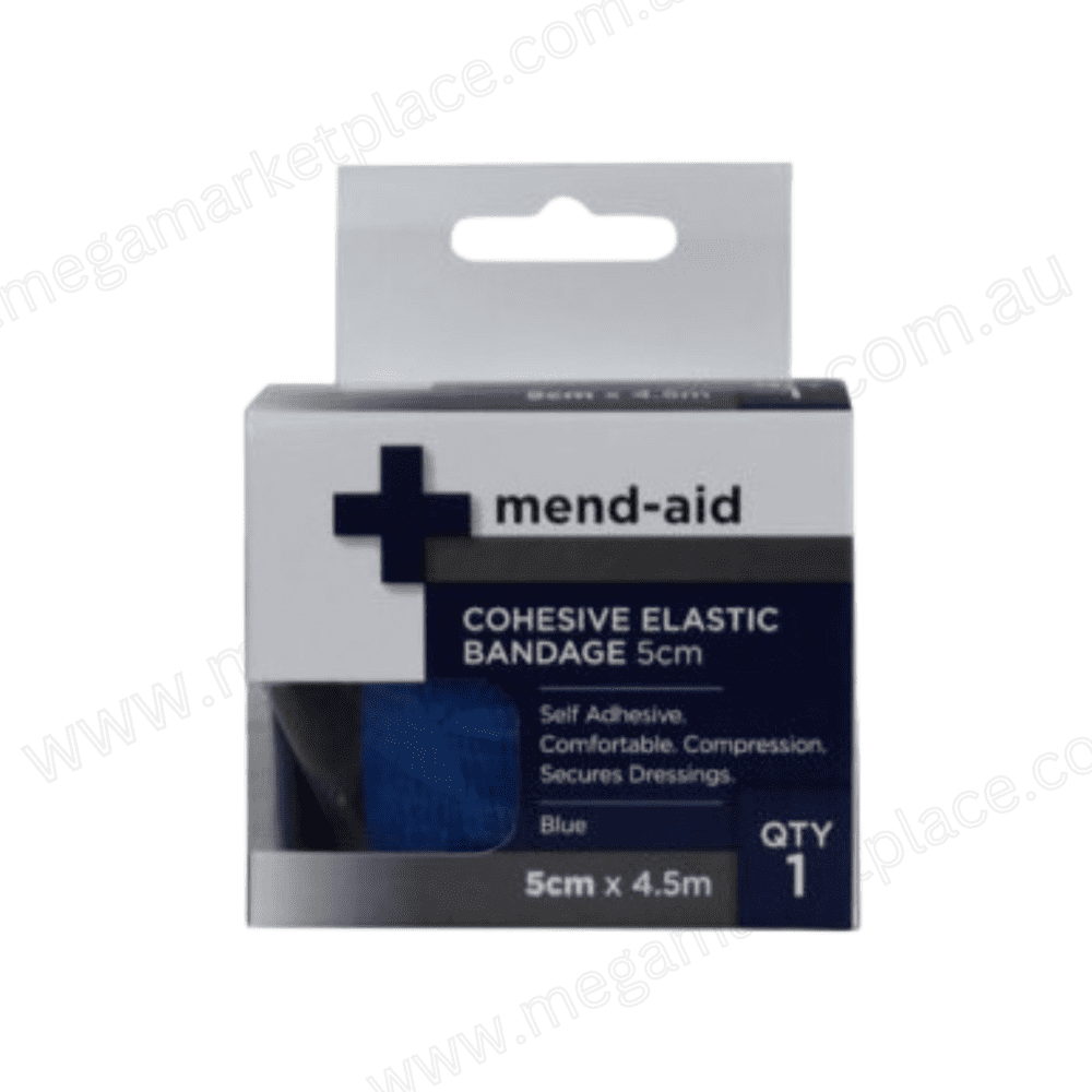 MEND-AID COHESIVE ELASTIC BANDAGE BLUE 5CM X 4.5M