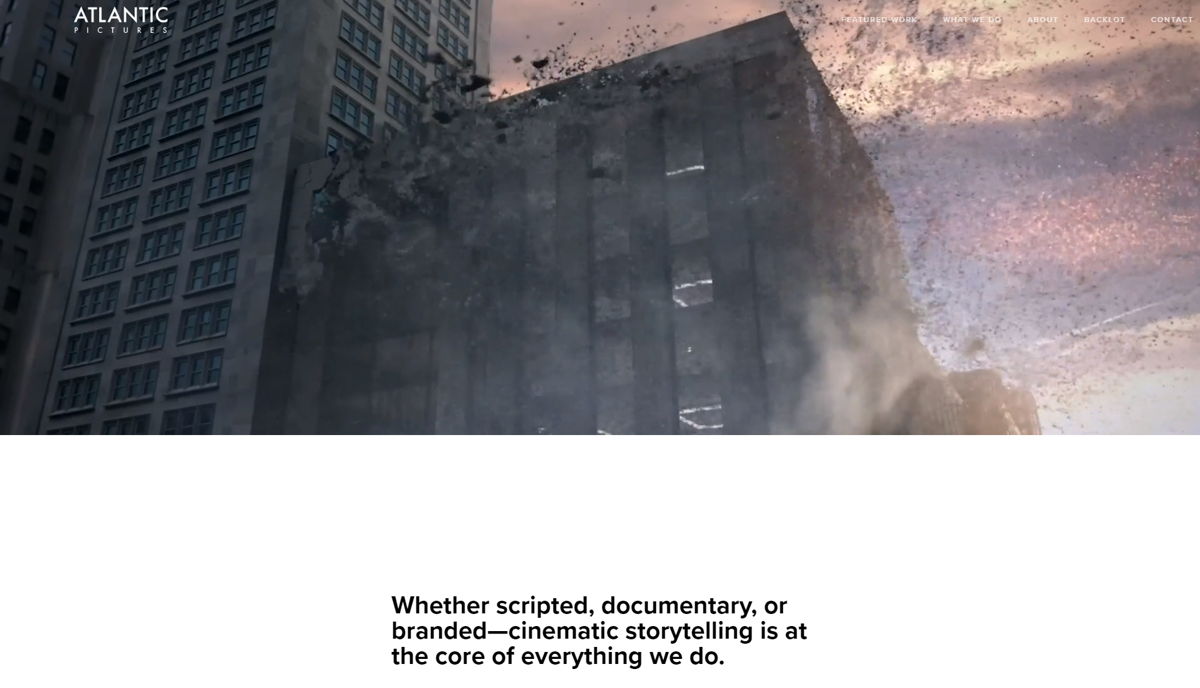 Screenshot of Atlantic Pictures, from the videography websites collection.