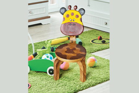 Children’s wooden chair Giraffe themed with solid backrest - Image 3