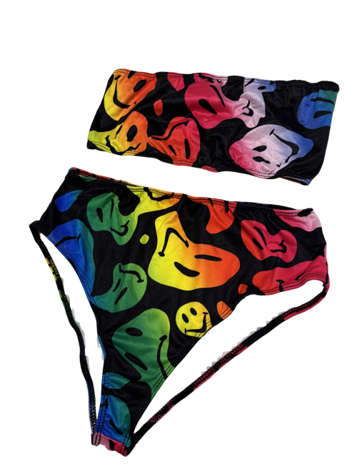 Rainbow Trippy Tube Top Set