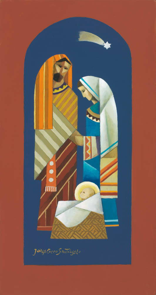 Geometric painting of the Holy Family.