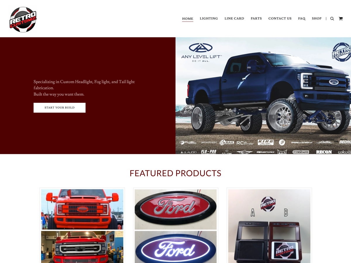 Screenshot of Retro Customz, from the godaddy websites collection.