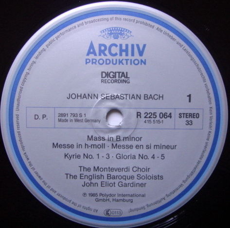 Archiv Digital / GARDINER, - Bach Mass in B Minor, NM, ...