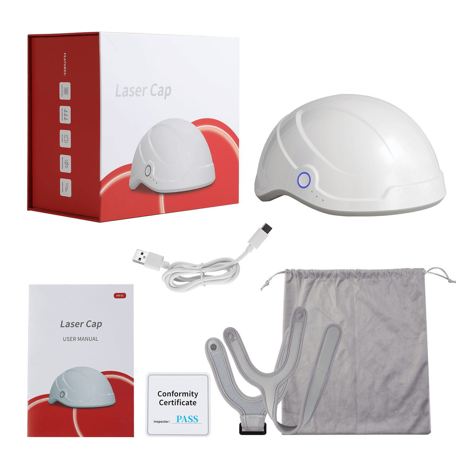 what's included in the Wellue laser hair growth helmet
