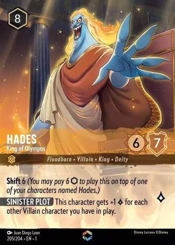 Hades card from Disney's Lorcana: The First Chapter.