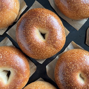 homemade plain bagels fresh out of the oven