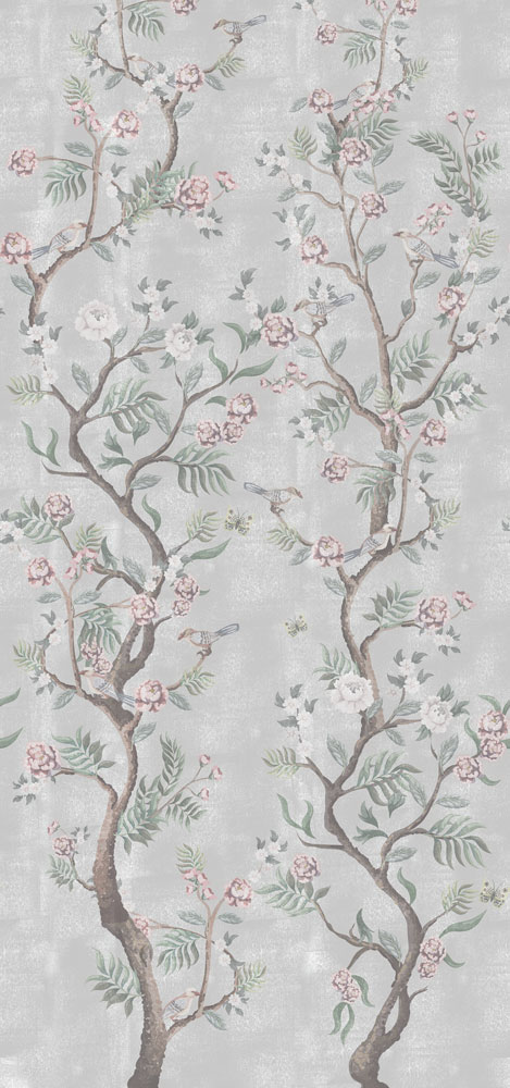 Grey Romantic Chinoiserie Wallpaper pattern image