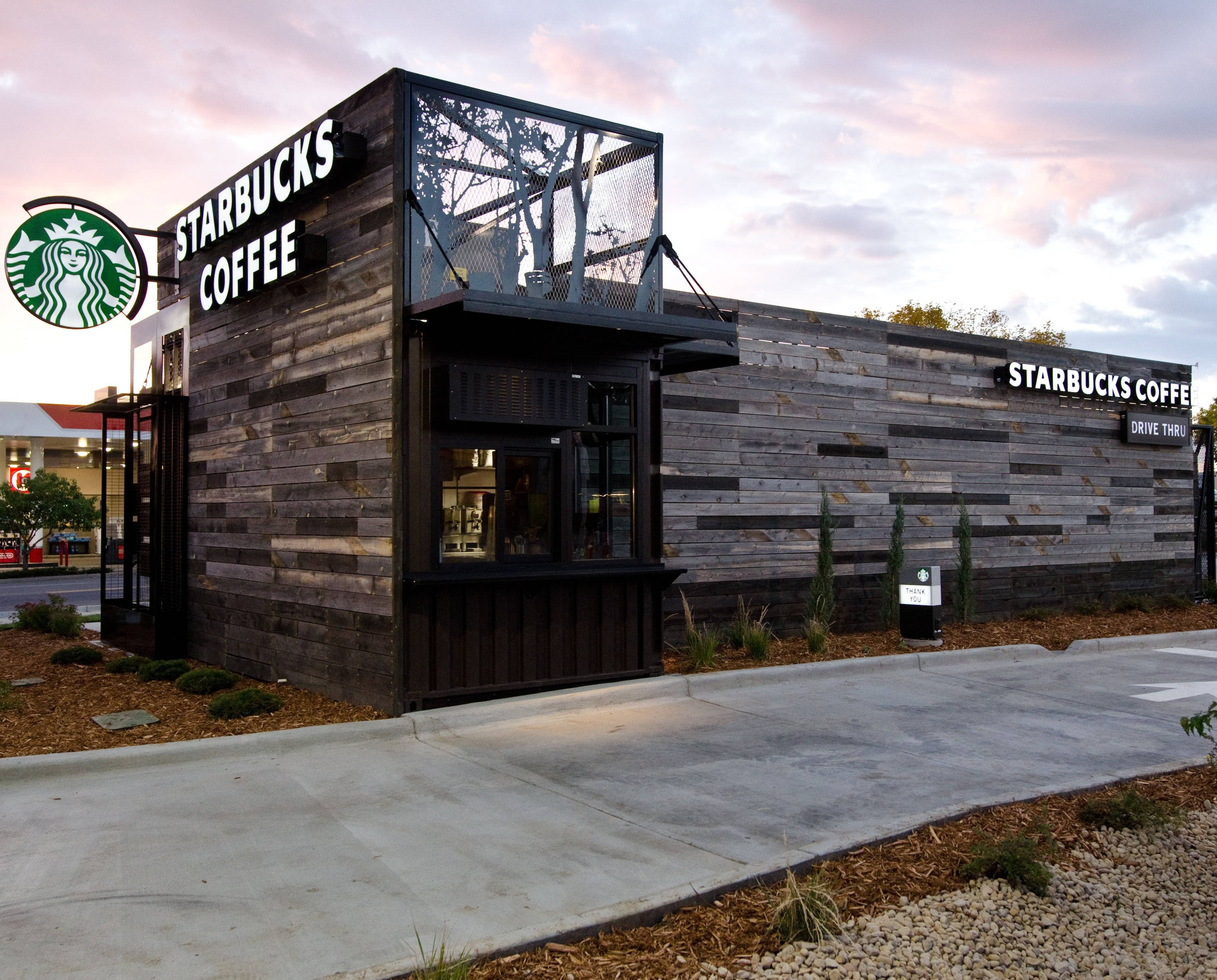 40 foot high cube shipping container Starbucks Drive Thru