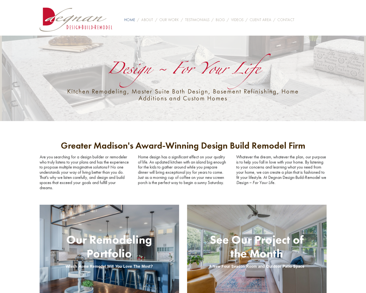 Screenshot of Degnan Design-Build-Remodel, from the remodeling websites collection.