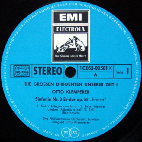 EMI HMV / KLEMPERER, - Beethoven Symphony No.3 Eroica, NM!