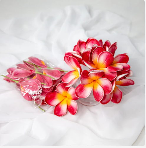 Red Orange Frangipani Flowerhead (6 Pack) - Realistic Artificial Flowers - Image 5