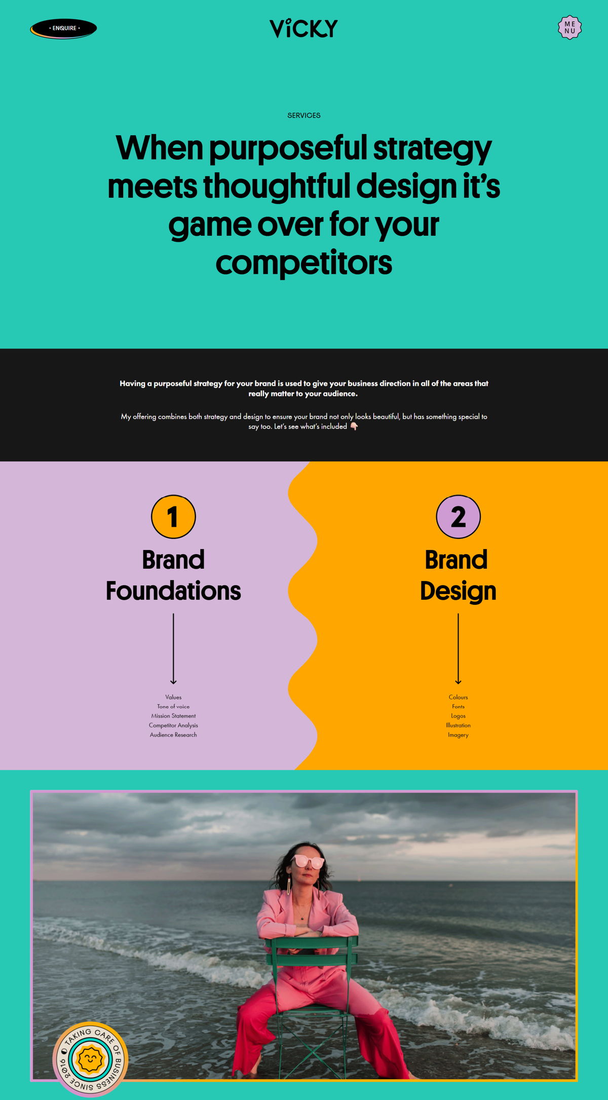 Screenshot of Vicky , from the service page design examples collection.