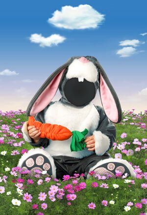 PSD исходник для монтажа в Фотошоп - мальчик - зайчик