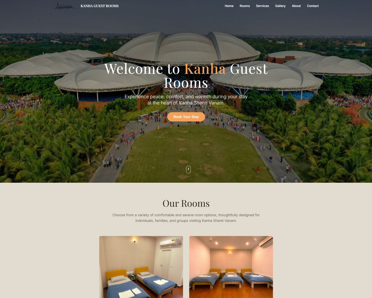 Screenshot of KANHA GUEST ROOMS, from the lovable websites collection.