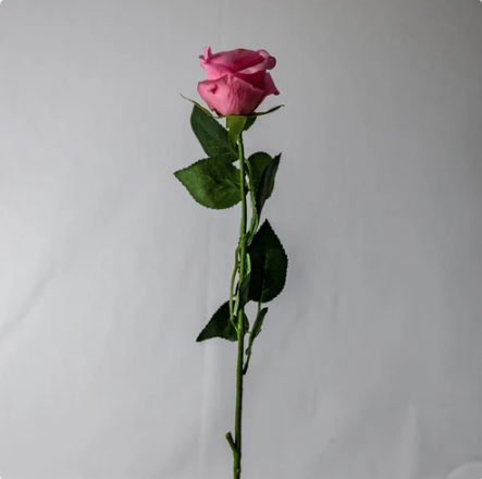 Pink Real Touch Half Bloom Rose - Realistic Artificial Flowers - Image 3