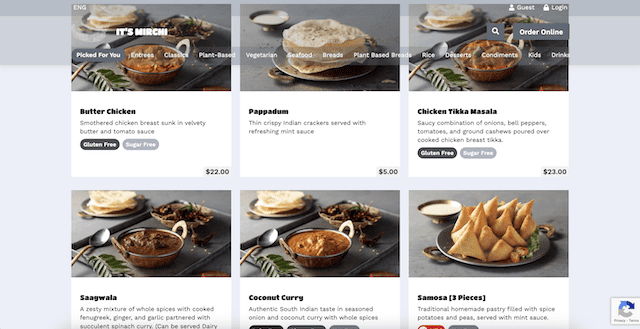 its mirchi menu - cloudwaitress