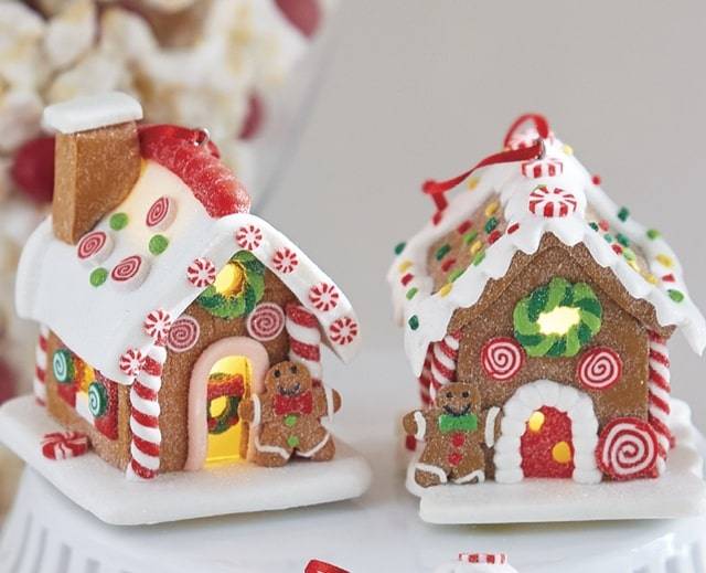 raz imports clay gingerbread houses with lights