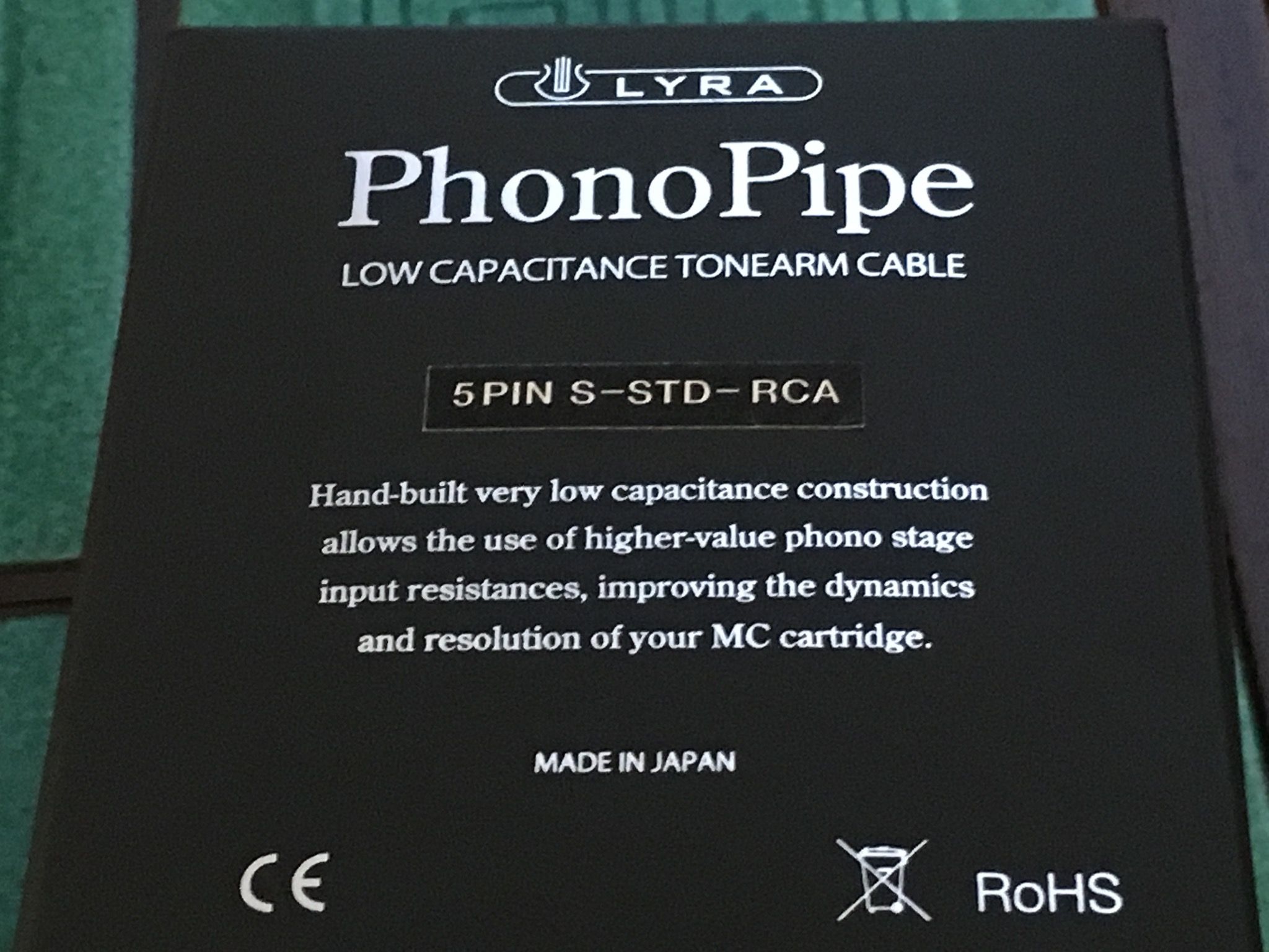 Lyra Phonopipe. All phono cables are now Lyra