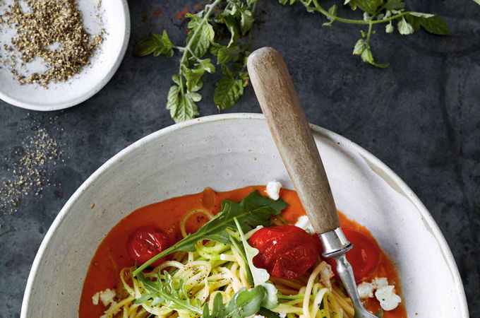 Spaghettis et courgettes sauce rosée