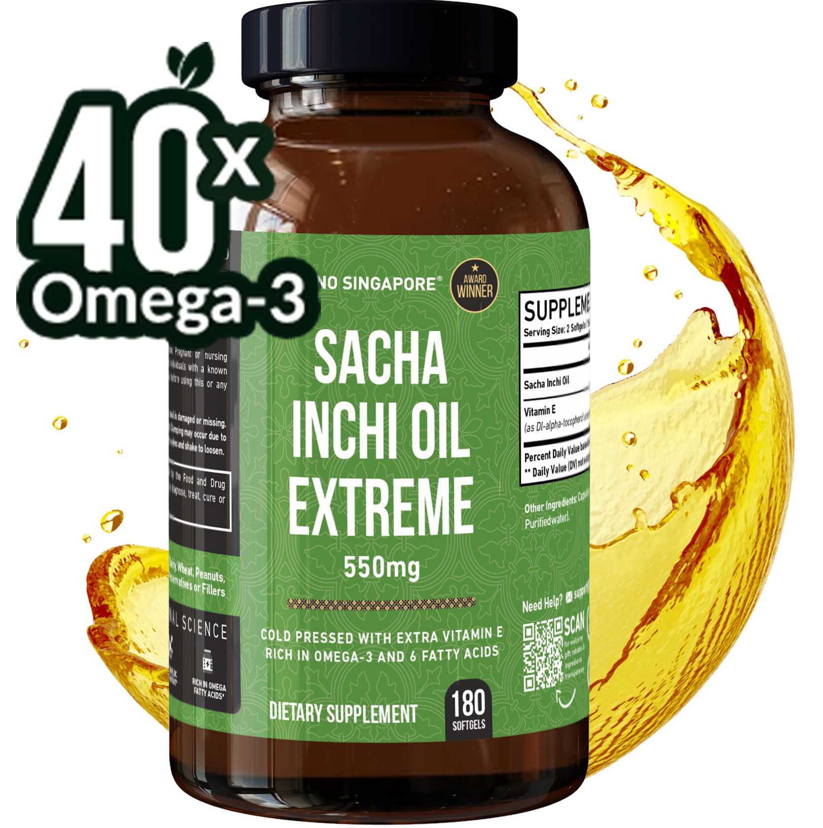 Sacha inchi oil capsules with 40x more Omega-3 than standard plant oils