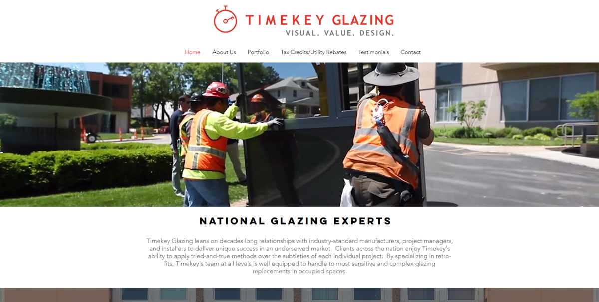 Screenshot of Timekey Glazing, from the contractor websites collection.