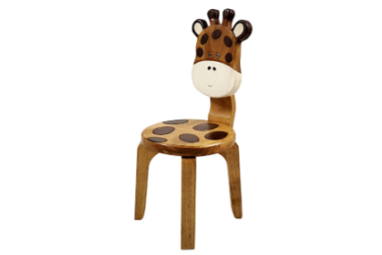 Children’s wooden chair Giraffe themed with solid backrest